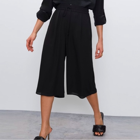 BABATON | black cropped wide-legged culotte pants - Picture 3 of 12